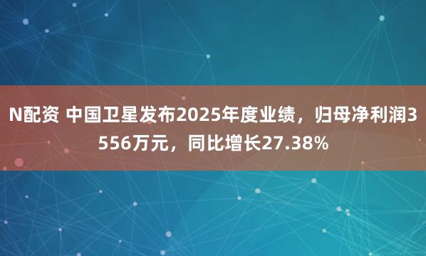 N配资 中国卫星发布2025年度业绩，归母净利润3556万元，同比增长27.38%