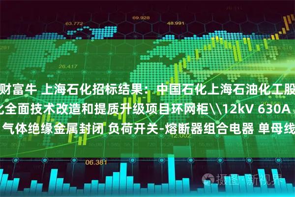财富牛 上海石化招标结果：中国石化上海石油化工股份有限公司上海石化全面技术改造和提质升级项目环网柜\12kV 630A 20kA 气体绝缘金属封闭 负荷开关-熔断器组合电器 单母线 馈出回路评标结果公示