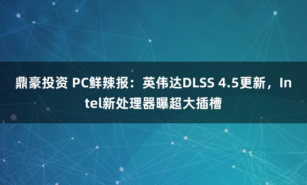 鼎豪投资 PC鲜辣报：英伟达DLSS 4.5更新，Intel新处理器曝超大插槽